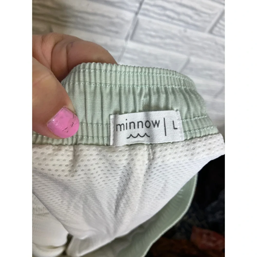 Minnow Swim Shorts Mens L Green Good Colorblock Board Trunks‎ Drawstring